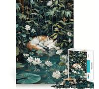 Rompecabezas Zorro durmiendo Entre nenúfares para Adolescentes, 1000 Piezas, Juguete de lógica Mental, antiestrés, Corte Firme, Regalo de Papá Noel 50x75cm