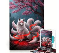 Rompecabezas Zorro Kitsune Blanco 1000 Piezas Juguete de Construcción Focus Ajuste Espacios Una Actividad Recompensante para Días Lluviosos (38x26cm)