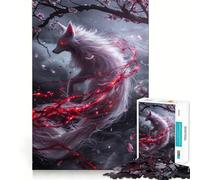 Rompecabezas Zorro Kitsune Blanco para Adultos 1000 Piezas Juego de Concentración Mental Corte de Precisión Bordes Lisos Un Reto Divertido para Pasar el Tiempo (50x75cm)