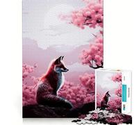 Rompecabezas Zorro Rojo Bajo Sakura para Adultos 1000 Piezas Juego Inteligente Tranquilo Patrón Ensamblaje Regalo Increíble (38x26cm)
