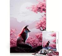 Rompecabezas Zorro Rojo Bajo Sakura para Adultos 1000 Piezas Juguete de Lógica Mental Diversión Relajante Corte Firme Sorpresa Cálida (50x75cm)