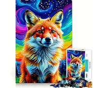 Rompecabezas Zorro Rojo Bajo un Cielo Arcoíris para Adultos 1000 Piezas Juego Inteligente Tranquilo Patrón Ensamblaje Regalo Increíble (38x26cm)