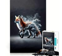 Rompecabezas Zorro Rojo en Humo 1000 Piezas para Adultos Juego Mental Juguete Divertido y Relajado Pieza de Colección Artística de Corte Preciso (38x52cm)