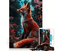 Rompecabezas Zorro Rojo en un Bosque Místico para Adolescentes, 1000 Piezas, Juego Mental, Juguete para Relajarse, Corte Íntimo, (50x75cm)
