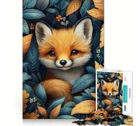 Rompecabezas Zorro Rojo Entre Hojas de Otoño para Adultos, 1000 Piezas, Rompecabezas para el Hogar, Ocio, Imagen para Ensamblar, Regalo de Cumpleaños (38x26cm)