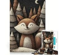 Rompecabezas Zorro Sonriente en Bosque Invernal para Adolescentes, 1000 Piezas, Juguete de lógica Mental, Alivio del estrés, Corte Firme, Regalo de Papá Noel 50x75cm