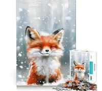 Rompecabezas Zorro Sonriente en la Nieve para Adolescentes, 1000 Piezas, Juguete de lógica Fina, pasatiempo Tranquilo, Pieza de colección de Arte de Bordes limpios 38x52cm
