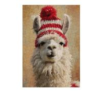 Rompecabezas1000pcs(38x26cm) Christmas Llama with Red Hat Rompecabezas para Adolescentes Juegos Relajantes Decoración del Hogar Cumpleaños Y Navidad 1000pcs(38x26cm)