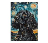 Rompecabezas1000pcs(38x26cm) S Starry Night Cocker Spaniel Art Print -2 Rompecabezas para Adolescentes Juegos Relajantes Decoración del Hogar Cumpleaños Y Navidad 1000pcs(38x26cm) S