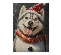 Rompecabezas1000pcs(52x38cm) Christmas Siberian Husky Art Print-2 Rompecabezas para Adolescentes Juegos Relajantes Decoración del Hogar Cumpleaños Y Navidad 1000pcs(52x38cm)