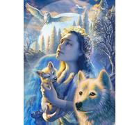 Rompecabezass 1000 Piezas,India Girlss with Wolfs Animals Pósters,Rompecabezas De Artee Abstracto,Juegos Educativos para Adultos,Juguetes De Desafío Personalizados Ja428Zp