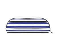 RoMuka Bolsa de almacenamiento de piel a rayas, media redonda, bolsa de papelería, bolsa de maquillaje, bolsa de almacenamiento, color plateado, talla única, bolsa de almacenamiento, Silver, Talla