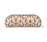 RoMuka Bolsa de almacenamiento semicircular de piel de vino tinto, bolsa de papelería, bolsa de maquillaje, bolsa de almacenamiento, plata, talla única, bolsa de almacenamiento, Silver, Talla única,