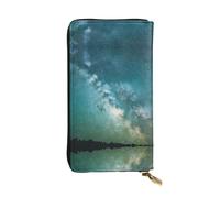RoMuka Cartera larga de piel con diseño de cielo nocturno estrellado, espacio exterior profundo, para tarjetas de crédito, dinero en efectivo, monedas, color negro, talla única, Black, Talla única