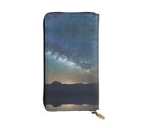 RoMuka Cartera larga de piel con diseño de cielo nocturno estrellado para guardar tarjetas de crédito, dinero en efectivo y monedas, color negro, talla única, Black, Talla única