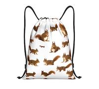RoMuka Cute Penguins Sketch - Mochila ligera con cordón y bolsillo para fitness, mochila plegable con cordón para uso diario, Linda ardilla., S, Mochilas