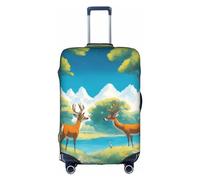 RoMuKa Dos bonitas escorts de viaje de ciervo, protección exquisita, funda de maleta altamente elástica, perfecta para maletas de 18 a 32 pulgadas, haciendo que viajar sea más cómodo, Blanco, XL