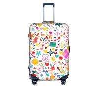 RoMuKa Escort de viaje de fondo de feliz cumpleaños, protección exquisita, funda de maleta altamente elástica, perfecta para maletas de 18 a 32 pulgadas, haciendo que viajar sea más cómodo, Blanco, S