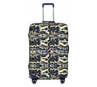 RoMuka Flamingo - Funda protectora elástica para compartimento de equipaje, adecuada para equipaje de 45 a 81 cm, Patrón de pez, L