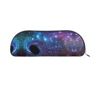 RoMuka Galaxy - Bolsa de almacenamiento semicircular de cuero, bolsa de papelería, bolsa de maquillaje, bolsa de almacenamiento, plata, talla única, bolsa de almacenamiento, Silver, Talla única, Bolsa