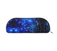 RoMuka Galaxy Stars - Bolsa de almacenamiento semicircular de piel, bolsa de papelería, bolsa de maquillaje, bolsa de almacenamiento, plata, talla única, bolsa de almacenamiento, Silver, Talla única,