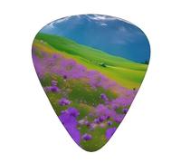 RoMuka Nature Purple Flowers Meadow Mountain Scenic - Paleta de guitarra (12 unidades, apto para bajo, guitarra eléctrica, banda sonora, Yukrili