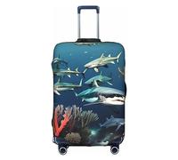 RoMuKa Sharks Under The Sea Journey Escort, protección exquisita, funda de maleta altamente elástica, perfecta para maletas de 18 a 32 pulgadas, haciendo que viajar sea más cómodo, Blanco, XL