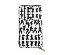 RoMuka Silhouettes Of Martial Arts - Cartera larga de piel para tarjetas de crédito, dinero en efectivo, monedas, color negro, talla única, Black, Talla única