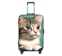 RoMuKa Una curiosa escort de viaje de gato, protección exquisita, funda de maleta altamente elástica, perfecta para maletas de 18 a 32 pulgadas, haciendo que viajar sea más cómodo, Blanco, M