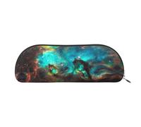 RoMuka Universe Galaxy Space - Bolsa de almacenamiento de piel semicircular, bolsa de papelería, bolsa de maquillaje, bolsa de almacenamiento, plata, talla única, bolsa de almacenamiento, Silver,