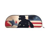 RoMuka US Military Soldiers Patriotic Memorial Day - Bolsa de almacenamiento de cuero, media redonda, bolsa de papelería, bolsa de maquillaje, bolsa de almacenamiento, plata, talla única, bolsa de