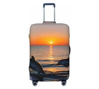 RoMuka Viaje Paisaje Montaña Bolsa Elástica para Equipaje Funda Protectora Cubierta de Equipaje Adecuado para Equipaje de 45 - 81 cm, Delfines al atardecer, Medium