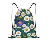 RoMuka Wild Flowers and Daisies - Mochila ligera con cordón ajustable y bolsillo para fitness, mochila plegable diaria con cordón, Flores silvestres y margaritas, S, Mochilas