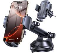Romuto Soporte Movil Coche 2025 Upgraded Suporte Telemovel Carro con Clip de Gancho Estable [Estable y Robusto] 360° Rotación Soporte Móvil Coche Universal para iPhone 17 Pro MAX Air y Samsung S25