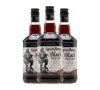 Ron Captain Morgan Black Spiced Añejo Botella Misil 1 L (Caja de 3 Botella Misil de 1 L)