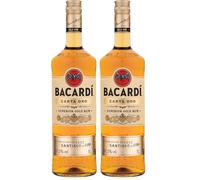 Ron Dorado Superior BACARDÍ Carta Oro, ALC. 37,5%, 100 cl / 1 L, un ron caribeño icónico, ideal para el cóctel Cuba Libre (Paquete de 2)