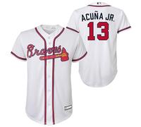 Ronald Acuna Jr. Atlanta Braves MLB - Camiseta para niños y jóvenes, talla 8-20, color blanco, Blanco, 14-16
