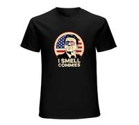 Ronald Reagan I Smell Commies Patriotic American President Camiseta Man's Fashion Cotton Black Clothes, Negro , XL