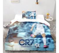 Ronaldo Juego De Funda De Edredón 3D Funda Nórdica para Adolescentes Juego De Cama 3 Piezas Funda De Edredón Juego De 3 Piezas con Cierre De Cremallera Microfibra Suave Single(135x200cm)