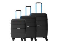 Roncato Juego Trolley R Aviator fabricado en polipropileno, Negro y azul., SET(S+M+L), Maleta rígida, fabricada en polipropileno, expandible, 4 ruedas giratorias