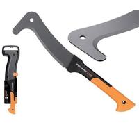 Machete, Longitud: 50,5 cm, Capa antiadherente, Cuchilla de acero templado/Mango de plástico reforzado con fibra de vidrio, Estuche de almacenamiento y transporte incluido, Negro/Naranja, Wood - Fiskars