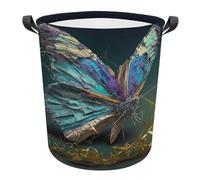 Ronda Cestos Para La Colada Mariposa, Mariposa Romántica, Boho Cesta Ropa Sucia Impermeable Ronda Cesta De Lavadero Almacenaje Cubo Ropa Sucia Para Colegio Habitacion Dormitorio 34X42CM