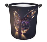 Ronda Cestos Para La Colada Mariposa, Mariposa Romántica, Boho Ronda Cesta De Lavadero Almacenaje Cesta Ropa Sucia Moderno Cubo Ropa Sucia Para Colegio Baño Dormitorio 34X42CM