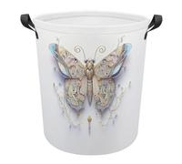 Ronda Cestos Para La Colada Mariposa Onírica, Mariposa Romántica, Estilo Bohemio. Cesta Ropa Sucia Impermeable Cubo Ropa Sucia Moderno Ronda Cesta De Lavadero Para Dormitorio Baño 34X42CM