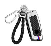 Rondrive Carcasa de metal para llave de coche compatible con BMW Serie 1 F70 2 U06 Active Toure 3 M3 G80 G81 5er G60 G61 G68 7er G70 Funda para llave iluminada 4 botones Plata