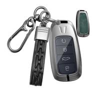 Rondrive Carcasa para llave con marco de metal compatible con Chery Omoda 5 C5 Omoda E5 C9 EV 2021-2025 para Ebro S400 S700 cuero llave de coche funda protectora funda funda con llavero 4 botones A
