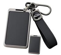 Rondrive compatible con Volvo EX30 EX40 EX90 2025 2024 Funda para llave de coche de metal para Polestar 3 4 2026 NFC Tarjeta de cuero Cubierta de llave Llavero-D Negro