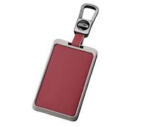 Rondrive compatible con Volvo EX30 EX40 EX90 2025 2024 Funda para llave de coche de metal para Polestar 3 4 2026 Tarjeta NFC Funda de cuero para llaves Funda para llaves Estuche para llavero - C Rojo