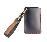 Rondrive Funda de cuero vacuno para llavero para Volvo EX30 EX40 EX90 2025 2024 NFC funda para tarjeta Polestar 3 4 2026 funda protectora para llavero negro