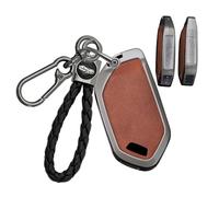 Rondrive Funda de llave de cuero y metal para llaves de coche Compatible con KIA PV5 2025 EV2 2026 Sportage EV6 EV3 EV4 EV5 EV9 Sorento K4 EV7 Picanto Funda de llave Etui para llaves Llavero B-Braun